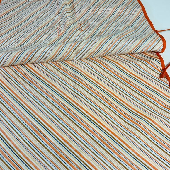 Retro 70s Angelica Striped Apron Vest Sz L Pockets Orange Yellow Kitchy Kitchen - Picture 8 of 11
